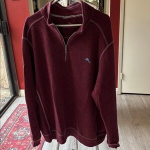 Tommy Bahama burgundy quarter zip front pullover
